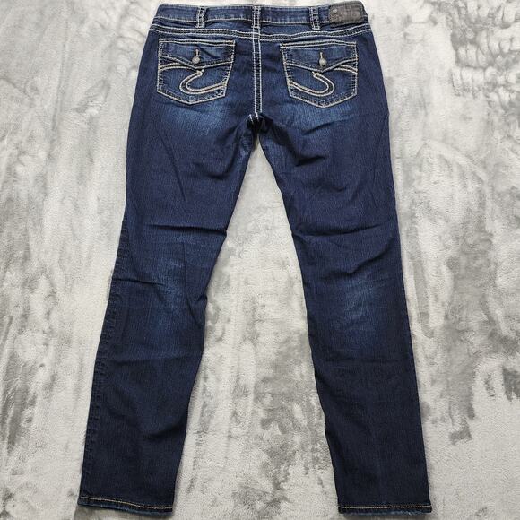 Silver Jeans Womens W36/L31 Blue Dark Wash Suki Jegging Low Rise Straight Leg - Picture 3 of 14